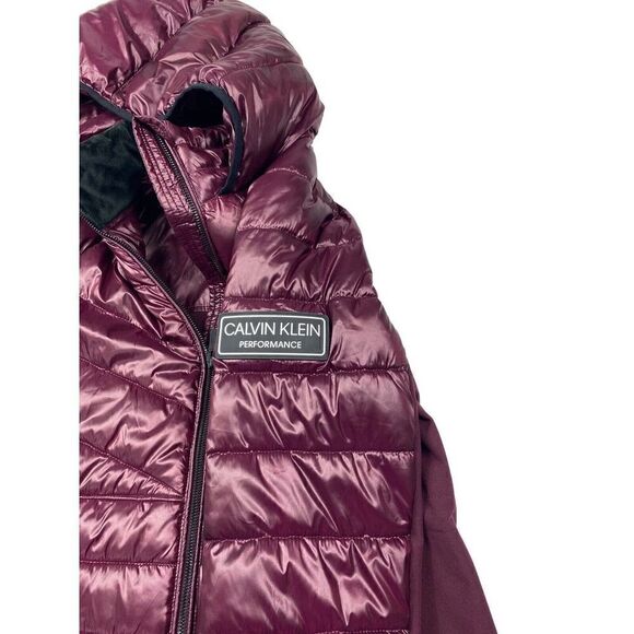 Calvin Klein Performance Hooded Puffer Coat,Burgundy rose Small NWOT ORG $129 - Picture 6 of 13